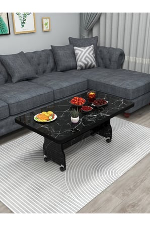 Tekerlekli Orta Sehpa 60x100cm Çalışma Masası Balkon Masası MDF