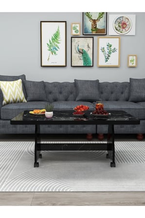 Tekerlekli Orta Sehpa 60x100cm Çalışma Masası Balkon Masası MDF