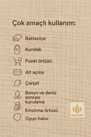 %100 Pamuk Pudra Pembe 4 Katlı Müslin Püsküllü Battaniye 115x95cm Oeko-Tex
