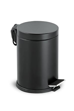 Siyah Paslanmaz Çöp Kovası 5 Lt Banyo Tuvalet Balkon Mutfak Pedallı 5 Litre