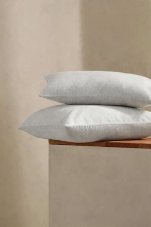 %100 Pamuk Penye Fermuarlı Yastık Kılıfı 2'li Paket Gri 50x70 cm