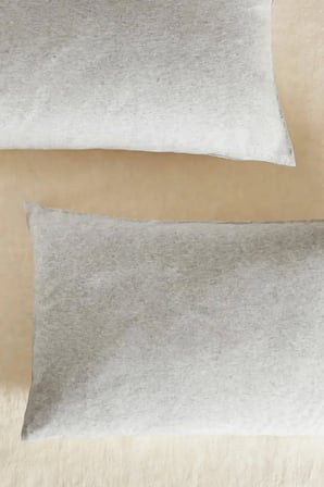 %100 Pamuk Penye Fermuarlı Yastık Kılıfı 2'li Paket Gri 50x70 cm