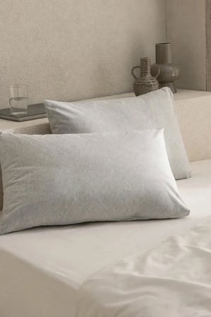 %100 Pamuk Penye Fermuarlı Yastık Kılıfı 2'li Paket Gri 50x70 cm