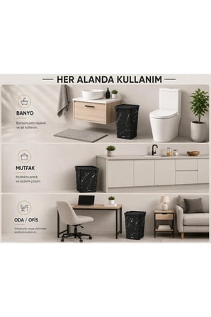 Sİyah  Marble Çöp Kovası 20 l