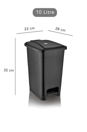 10 Litre Siyah Pedallı Banyo ve Mutfak Çöp Kovası