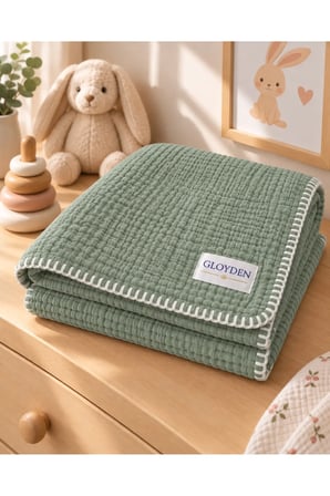 Müslin Bebek Örtü & Battaniye Yeşil – %100 Pamuk 100x140 cm