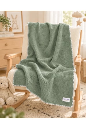 Müslin Bebek Örtü & Battaniye Yeşil – %100 Pamuk 100x140 cm