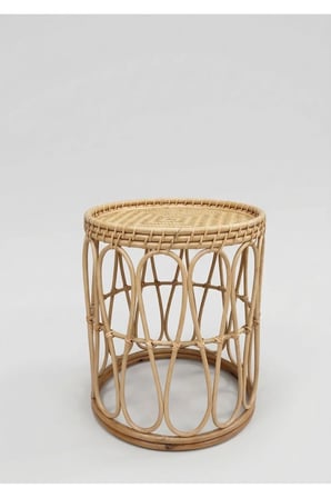 Gerçek Rattan Bambu Yan Sehpa 41 cm El Yapımı Bohem 55 cm