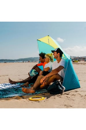 Plaj Şemsiyesi Gölgelik SPF50+ 3 Kişilik Mavi Sarı