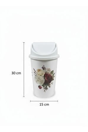 5 Litre Click Kapaklı 30x15 cm Çiçek Desen Çöp Kovası