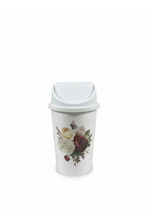 5 Litre Click Kapaklı 30x15 cm Çiçek Desen Çöp Kovası