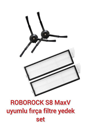 ROBOROCK S8 MaxV uyumlu fırça filtre seti, süpürme fırçası