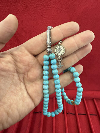 FİRUZE TAŞI 33'LÜ TESBİH VE BİLEKLİK AHŞAP KUTU SEVGİLİYE BABAYA HEDİYE