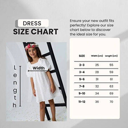 Kız Çocuk Fisto Kumaş  Yazlık Beyaz Elbise