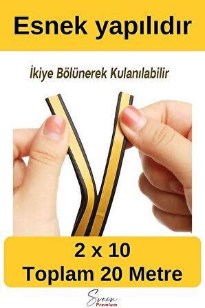 Kapı Ve Pencere Soğuk Izolasyon Bandı Fitili Kendinden Yapışkanlı Kauçuk Yalıtım Bant 2x10 = 20 Mt