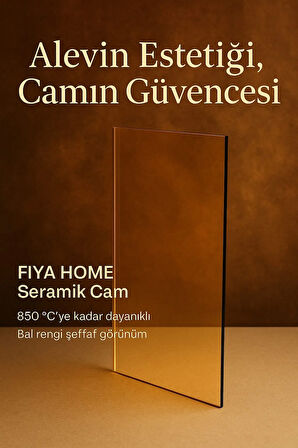 10 x 15 Yüksek Isıya Dayanıklı Şömine Kuzine Soba Camı 4 mm - Seramik Cam (Bal rengi, Şeffaf)