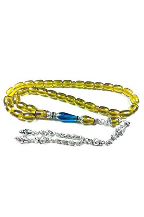 Gümüş Kaplama Püsküllü 925 Ayar Gümüş Nakkaş Imame Alman Zar Kehribar Sertifikalı 3916