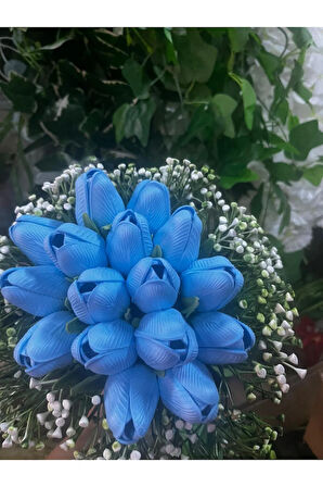 MAVİ LALE GELİN BUKETİ