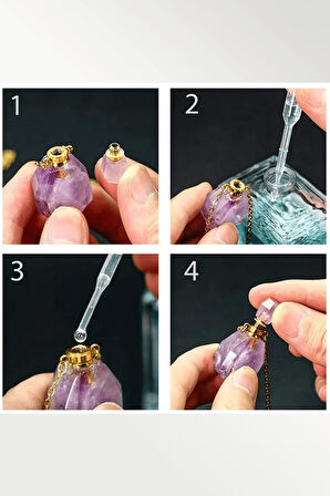 Sertifikalı Parfüm Şişe Tasarımlı Dumanlı Kuvars Taşı Kolye - Gümüş Aparat