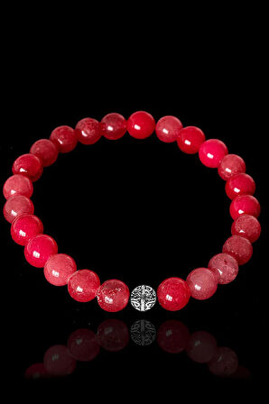 Sertifikalı Çilek Kuvars Taşı Bileklik - Gümüş Aparatlı