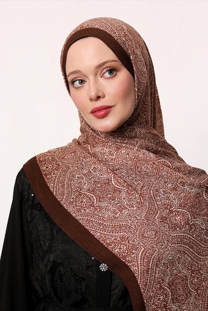 LuvenSara Desenli Şal Kahverengi