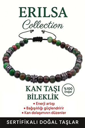 Sertifikalı Fasetli AAA+ Terahertz ve Kan Taşı İnce Model Bileklik – Koruyucu Enerji