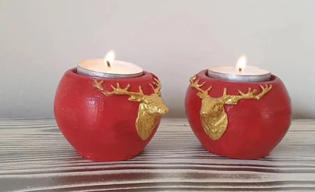 Yılbaşı 2 Li Geyikli  Mumluk