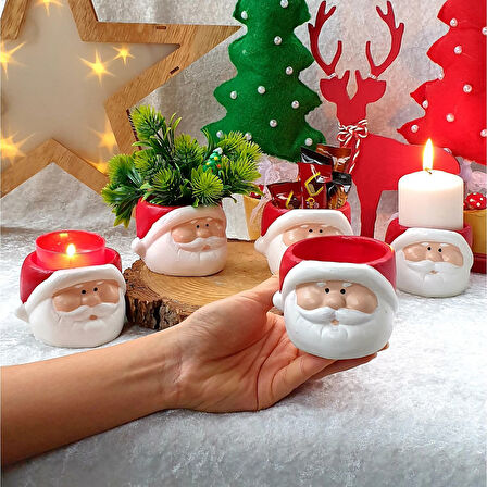 Yılbaşı Yeniyıl Noel Baba Mumluk Dekor