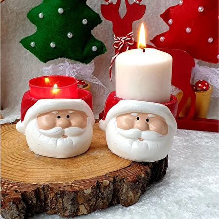 Yılbaşı Yeniyıl Noel Baba Mumluk Dekor