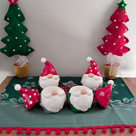 Yılbaşı Desen Şapkalı  Ya Da Mantar Desen Kapaklı  Noel Dekor / Mumluk