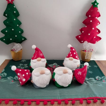 Yılbaşı Desen Şapkalı  Ya Da Mantar Desen Kapaklı  Noel Dekor / Mumluk