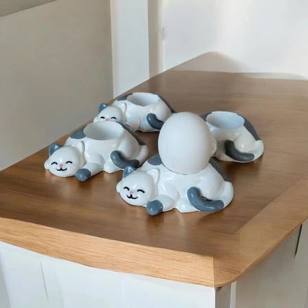 2 Li Kedi Şeklinde Yumurtalık Mumluk