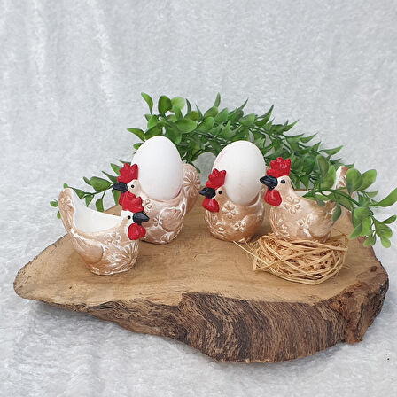 4 Lü Sevimli Tavuk Şeklinde Yumurtalık  Dekor