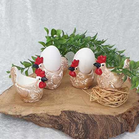 4 Lü Sevimli Tavuk Şeklinde Yumurtalık  Dekor