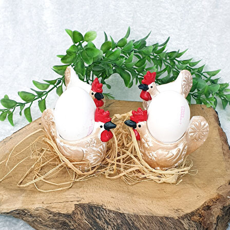 4 Lü Sevimli Tavuk Şeklinde Yumurtalık  Dekor