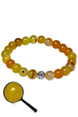 Sertifikalı Aaa Kalite Turuncu Akik Doğal Taş Bileklik (gümüş Aparatlı)