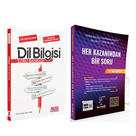 Karekök TYT Matematik Her Kazanımdan Bir Soru ve AKM Dil Bilgisi Soru Bankası Seti 2 Kitap