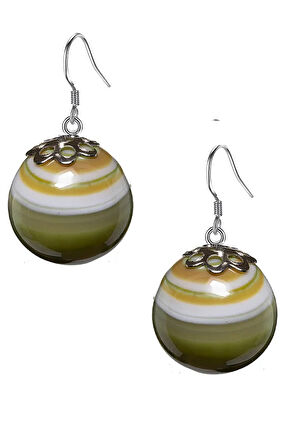 Sertifikalı Mix Renk Akik Doğal Taş Küpe