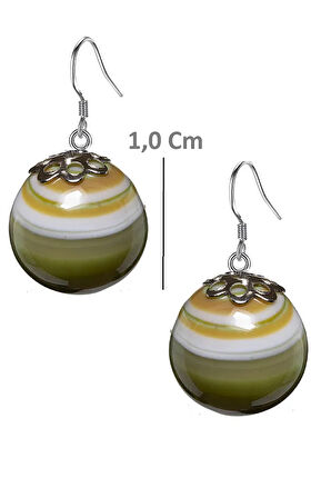 Sertifikalı Mix Renk Akik Doğal Taş Küpe