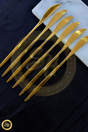 6 Adet Çelik Gold Yemek Bıçağı Paslanmaz | 6 Parça Lüks Yemek Bıçağı Takımı Paslanmaz