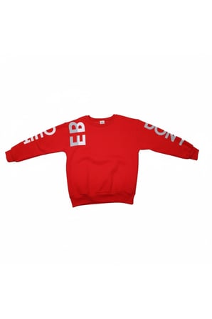 Erkek Çocuk Sweatshirt Bisiklet Yaka Oversize Kesim Baskılı Pamuklu Sweatshirt