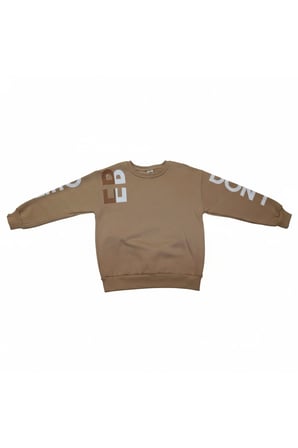 Erkek Çocuk Sweatshirt Bisiklet Yaka Oversize Kesim Baskılı Pamuklu Sweatshirt