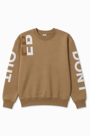 Erkek Çocuk Sweatshirt Bisiklet Yaka Oversize Kesim Baskılı Pamuklu Sweatshirt