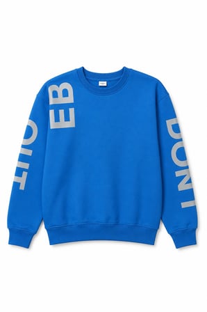 Erkek Çocuk Sweatshirt Bisiklet Yaka Oversize Kesim Baskılı Pamuklu Sweatshirt