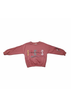 Kız Çocuk Sweatshirt beli lastikli Bisiklet Yaka Uzun Kollu Baskılı Kışlık Pamuklu Sweatshirt
