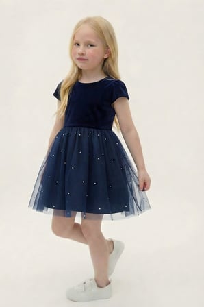 Kız Çocuk elbise Özel Gün ve Parti Elbisesi Prenses Model Sırt Detaylı Fiyonklu Abiye