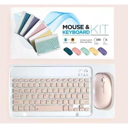 ZR20Km Pembe Kablosuz Klavye Mouse Set