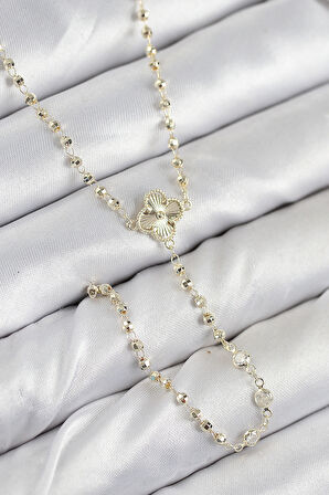 Pirinç Zirkon Taşlı Yonca Model Gold Renk Kadın Y Kolye - TJ-BKO10499