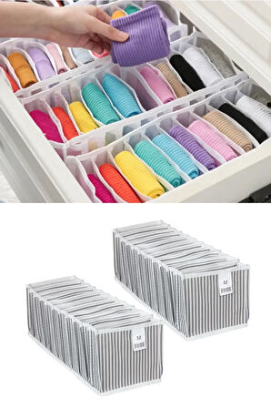 2 Adet Bez Çekmece Içi Akordiyon Bölmeli Organizer, 10 Gözlü Kumaş Katlanabilir