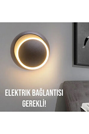  Siyah Alüminyum Kasa, Elektrikle Çalışır, 6 Watt, Günışığı,  Yatakbaşı Aplik Modern Gece Lambası